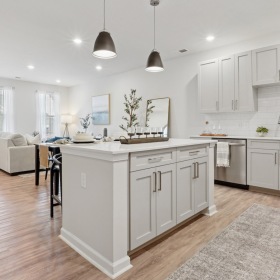 Beautiful kitchens with designer finishes kitchen with wood-style flooring and an island
