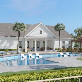Settle into comfort at Arbor View Townhomes a house with a pool and palm trees